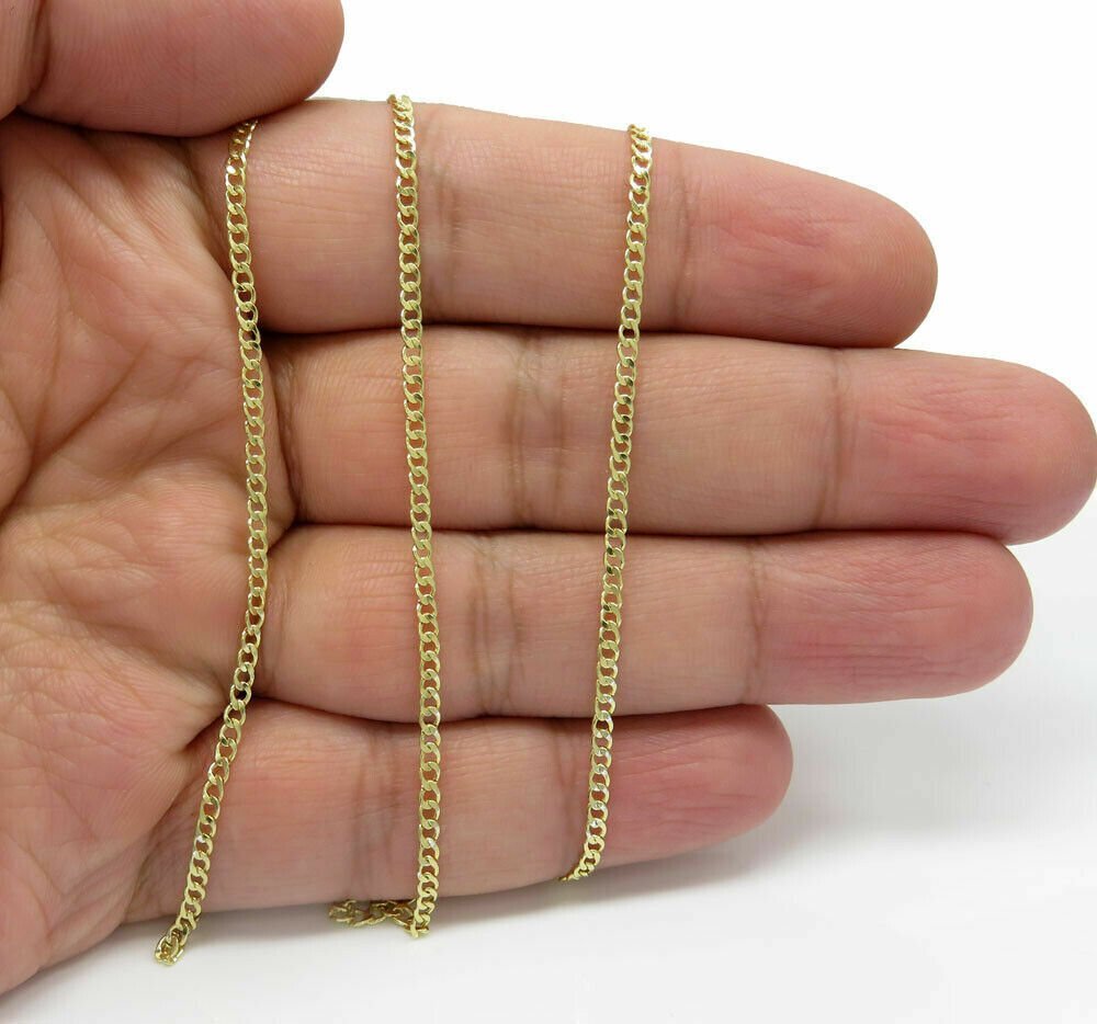 10K Yellow Gold Cuban Link Chain Necklace 16″ 18″ 20″ 22″ 24″ 26″ 28″ Curb Chain