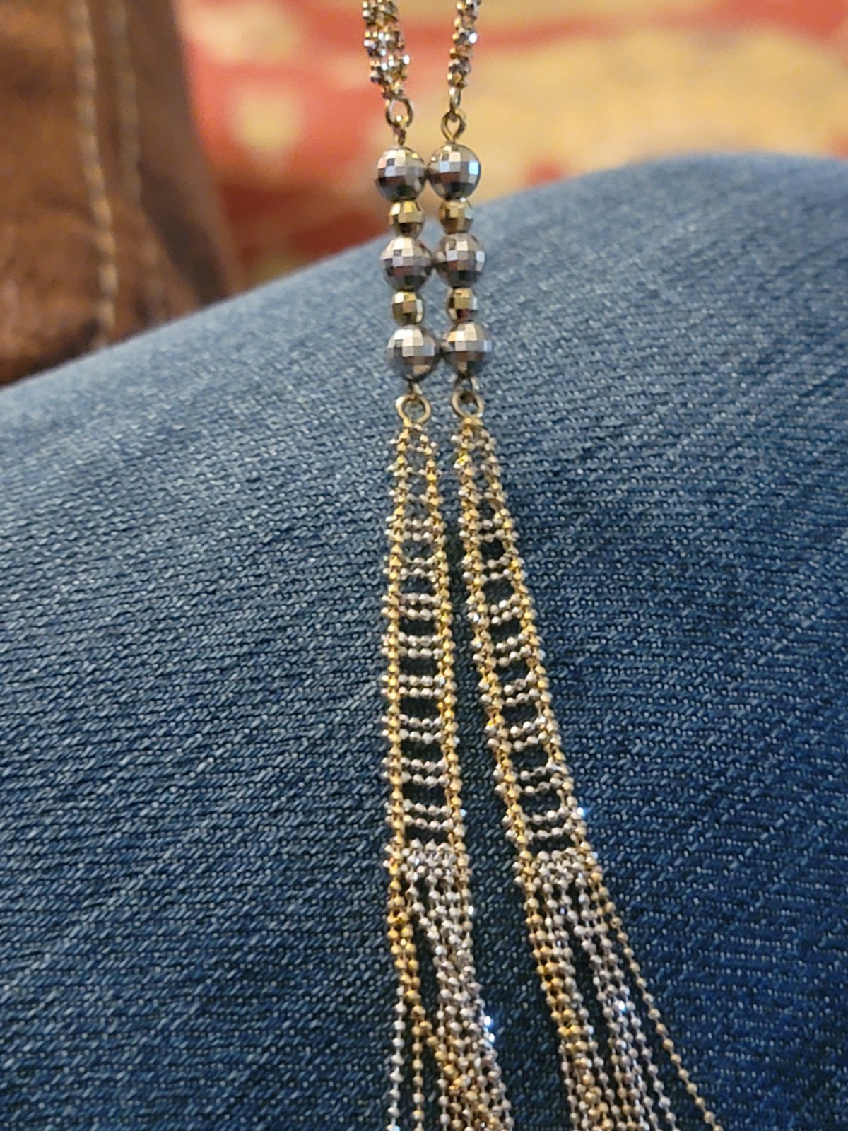 14k Yellow & White Gold Necklace, 17in, Indonesia, Tags, Half Original Cost