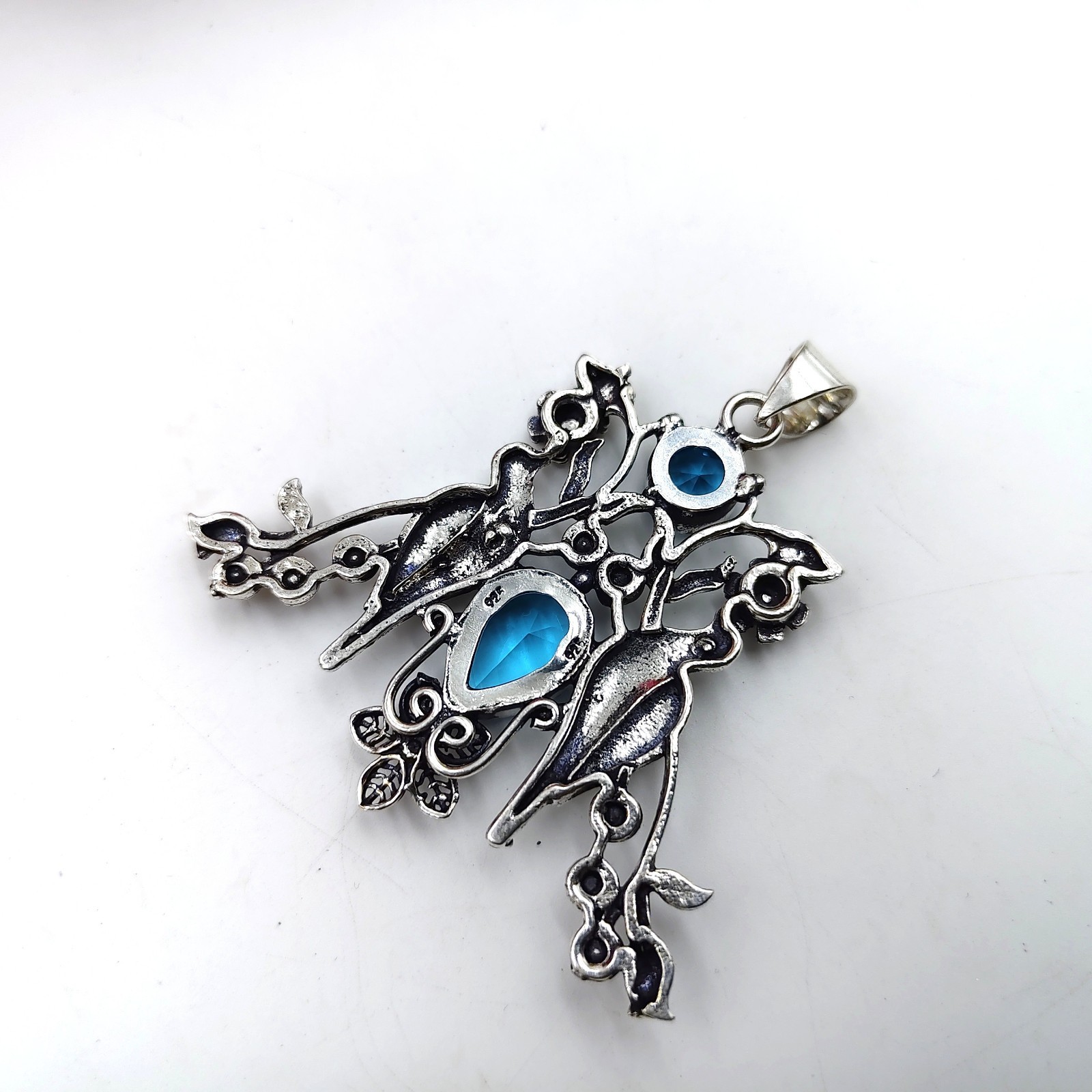 Swiss Blue Topaz Gemstone Handmade 925 Sterling Silver Jewelry Pendant Sz 2.25″