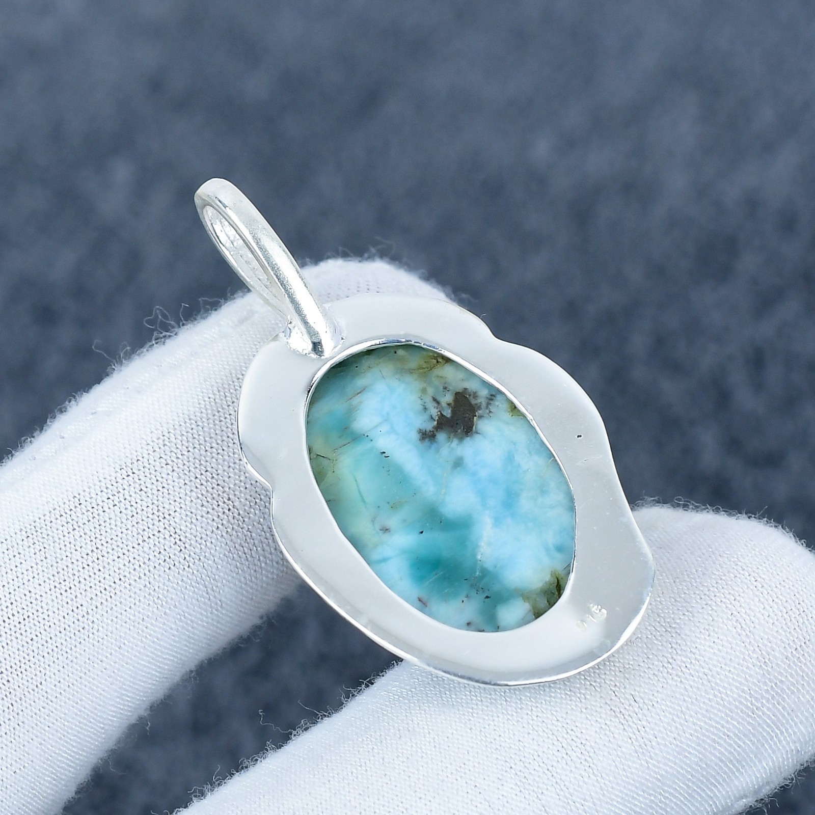 Larimar Pendant 925 Sterling Silver Jewelry Unisex Pendant Handmade Gift