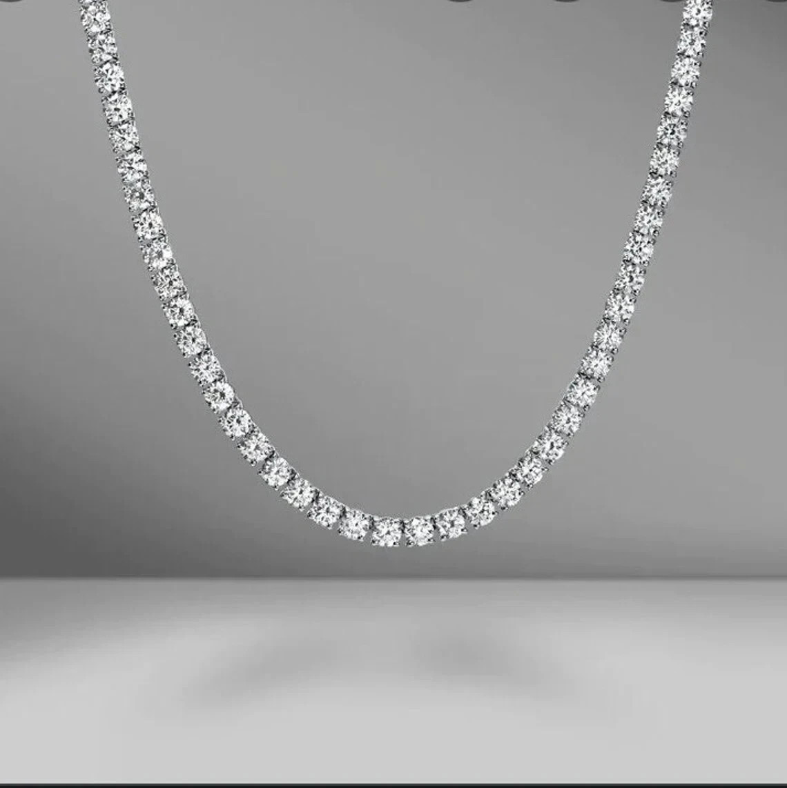 14K White Gold Plated 4mm D/VVS1 Moissanite Tennis Necklace Certified VVS1 18″