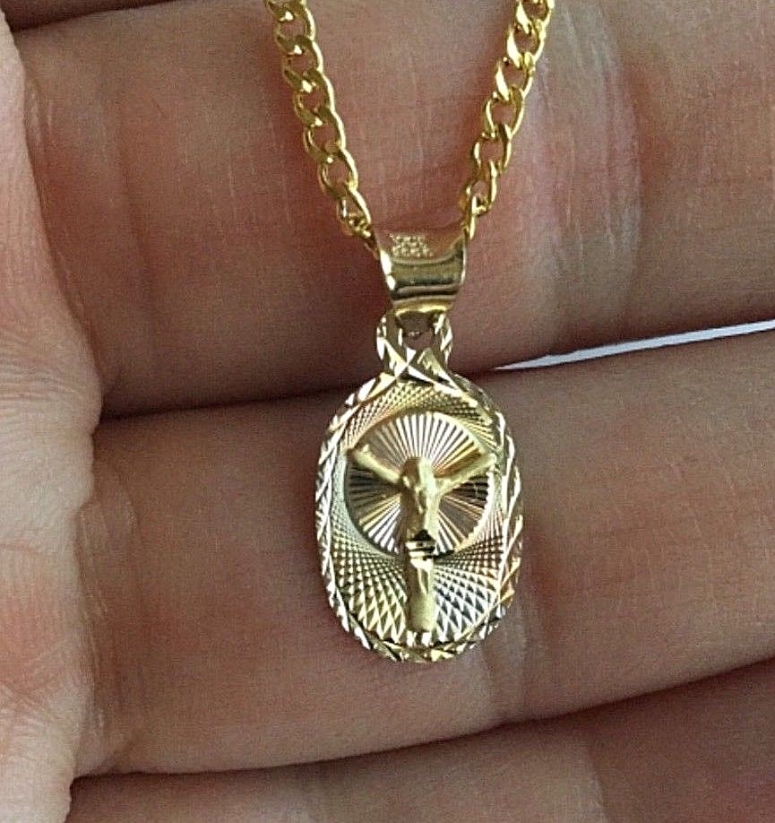14K REAL GOLD JESUS 18″ NECKLACE-14K GOLD JESUS CHRIST NECKLACE – PT338