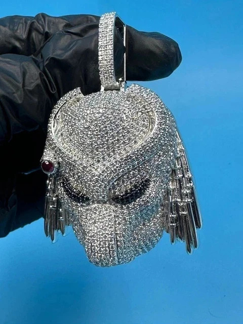 4.50Ct Round Cut Real Moissanite Predator Men’s Pendant 14K White Gold Plated
