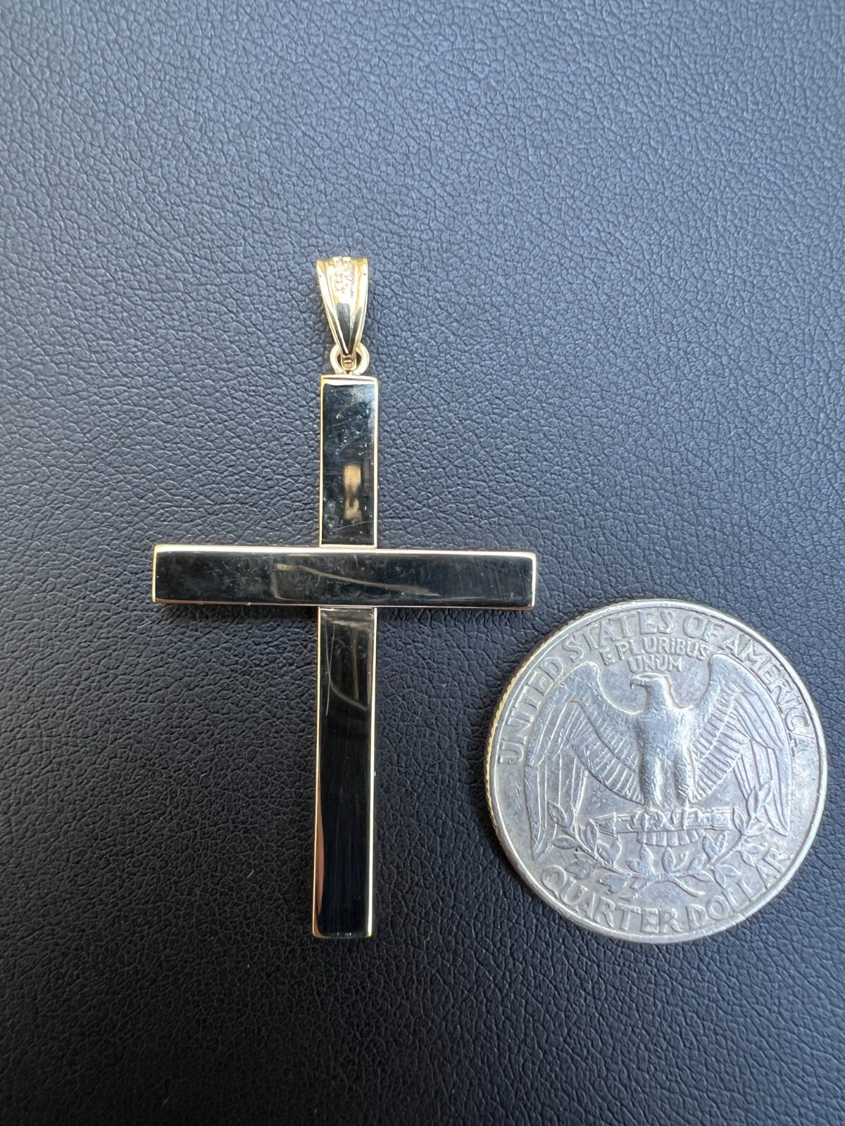 Real 14k Yellow Gold Plain Cross Crucifix Pendant Necklace Mens Ladies Large
