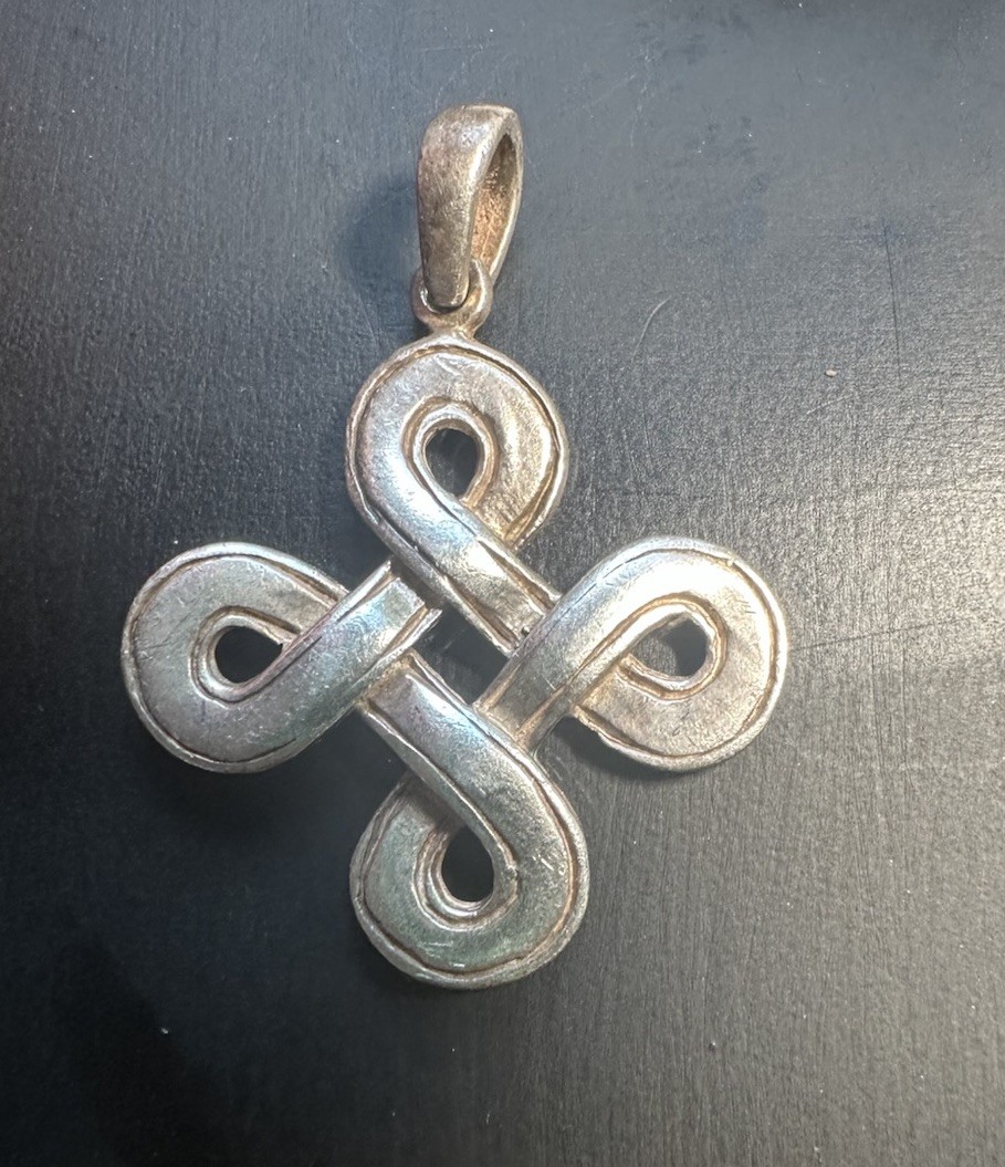 Sterling Silver 925 Celtic Knot Cross Pendant Charm Infinity Design Vintage