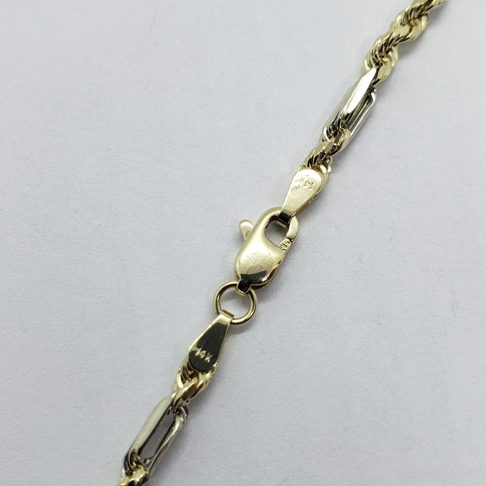 Authentic 14k Gold Two Tone Figarope Chain Necklace or bracelet 3mm-6mm 7″-30″