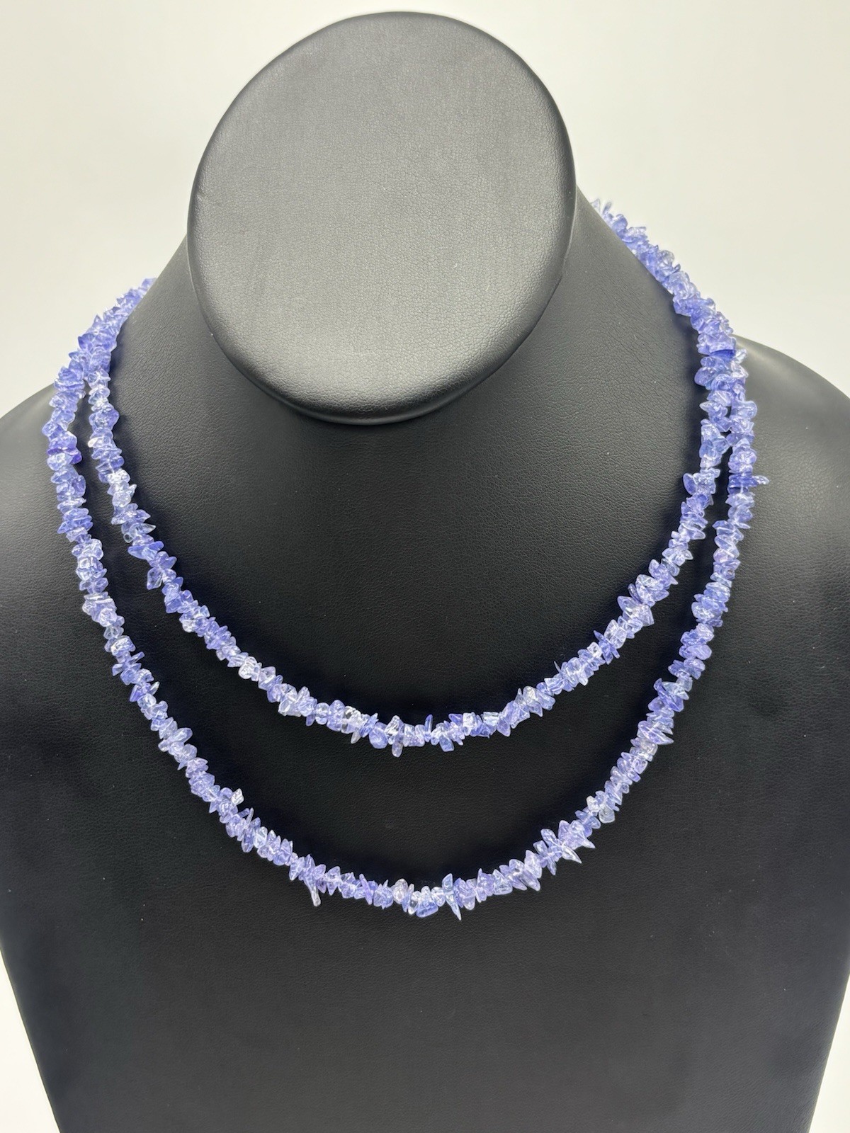 Tanzanite Chip Beaded Necklace Dainty Fashion Jewelry 35” Purple