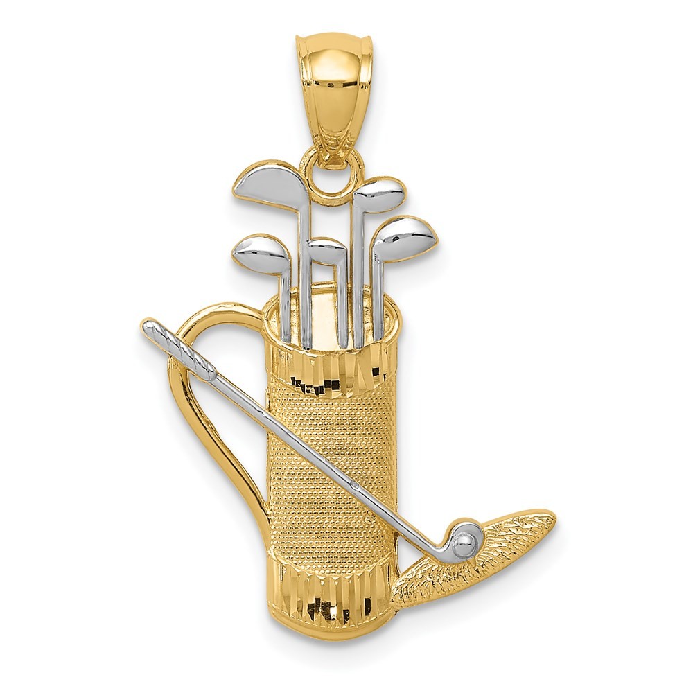 14k Two-tone Gold Golf Bag Pendant for Women 1.14 gram, L-1.11 In, W-0.75 In