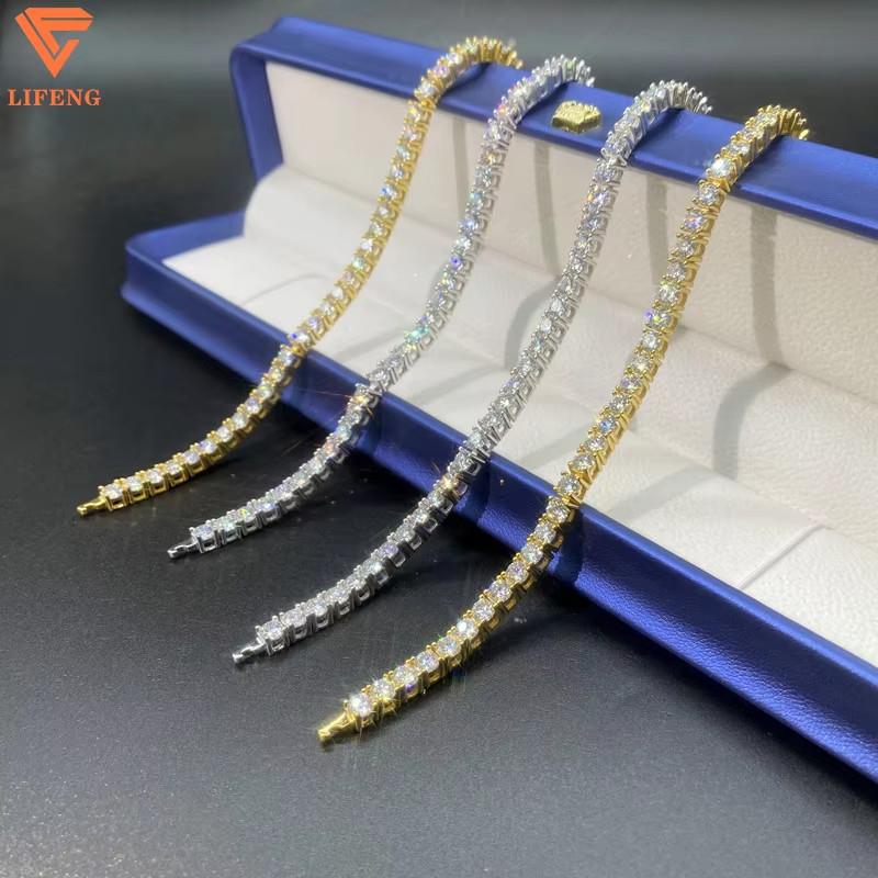 925 Sterling Silver Moissanite Tennis Necklace Iced Out Chain for Womens fashion