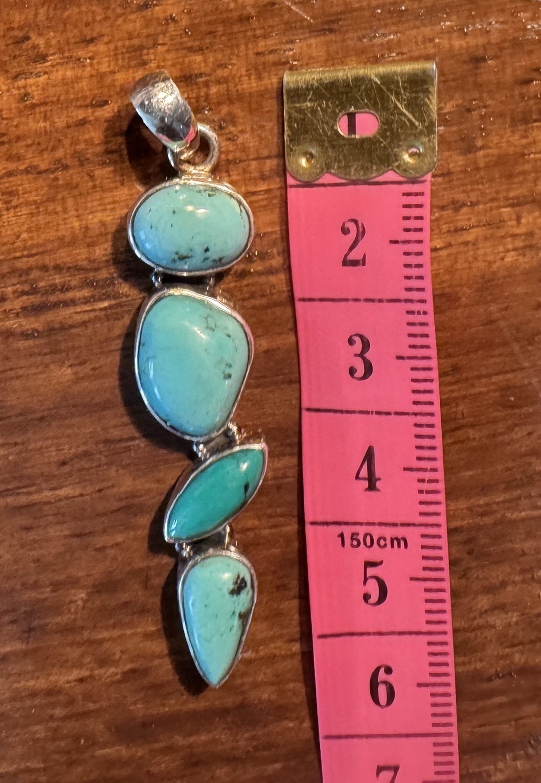 Turquois Sterling Silver Pendant Four Stones 5 1/2 Cm Age Unknown For Necklace