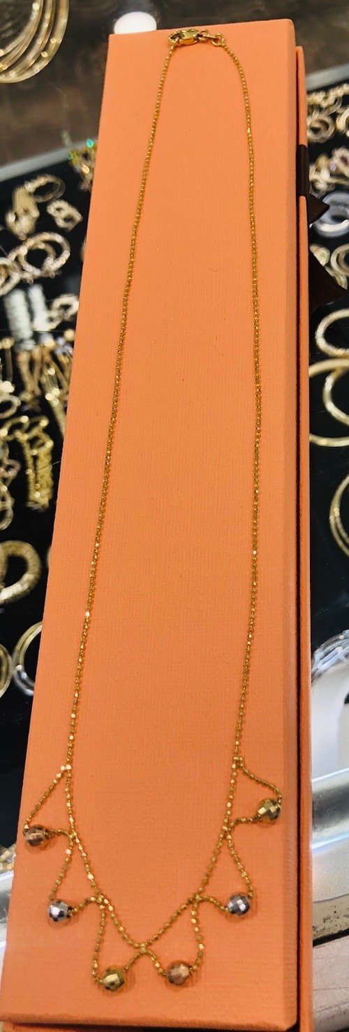 14KT YELLOW ROSE WHITE GOLD NECKLACE SIZE 17” LONG WEIGHT 3.2g NEW