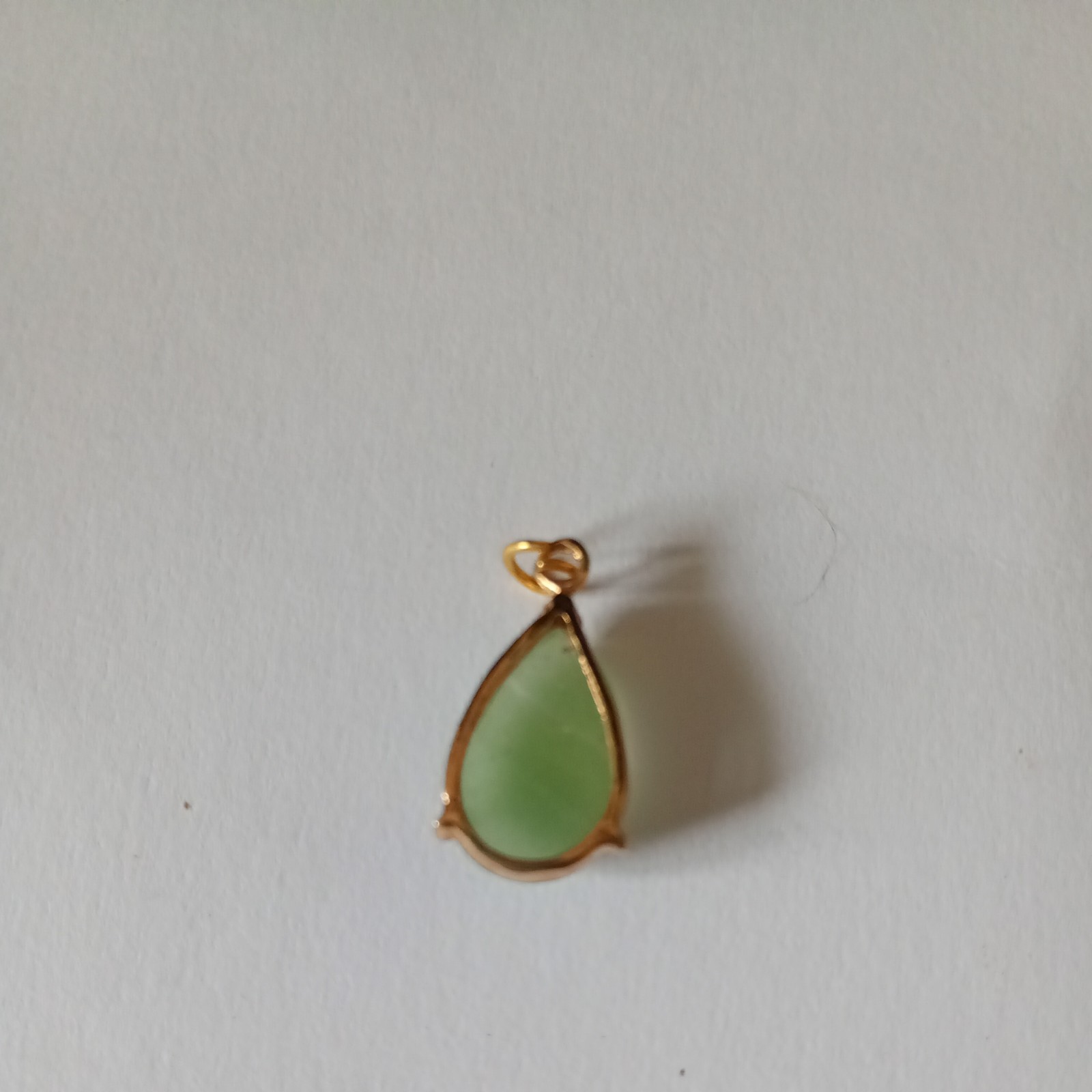 Green Jade Pendant water drop 9ct gold bezel Settings