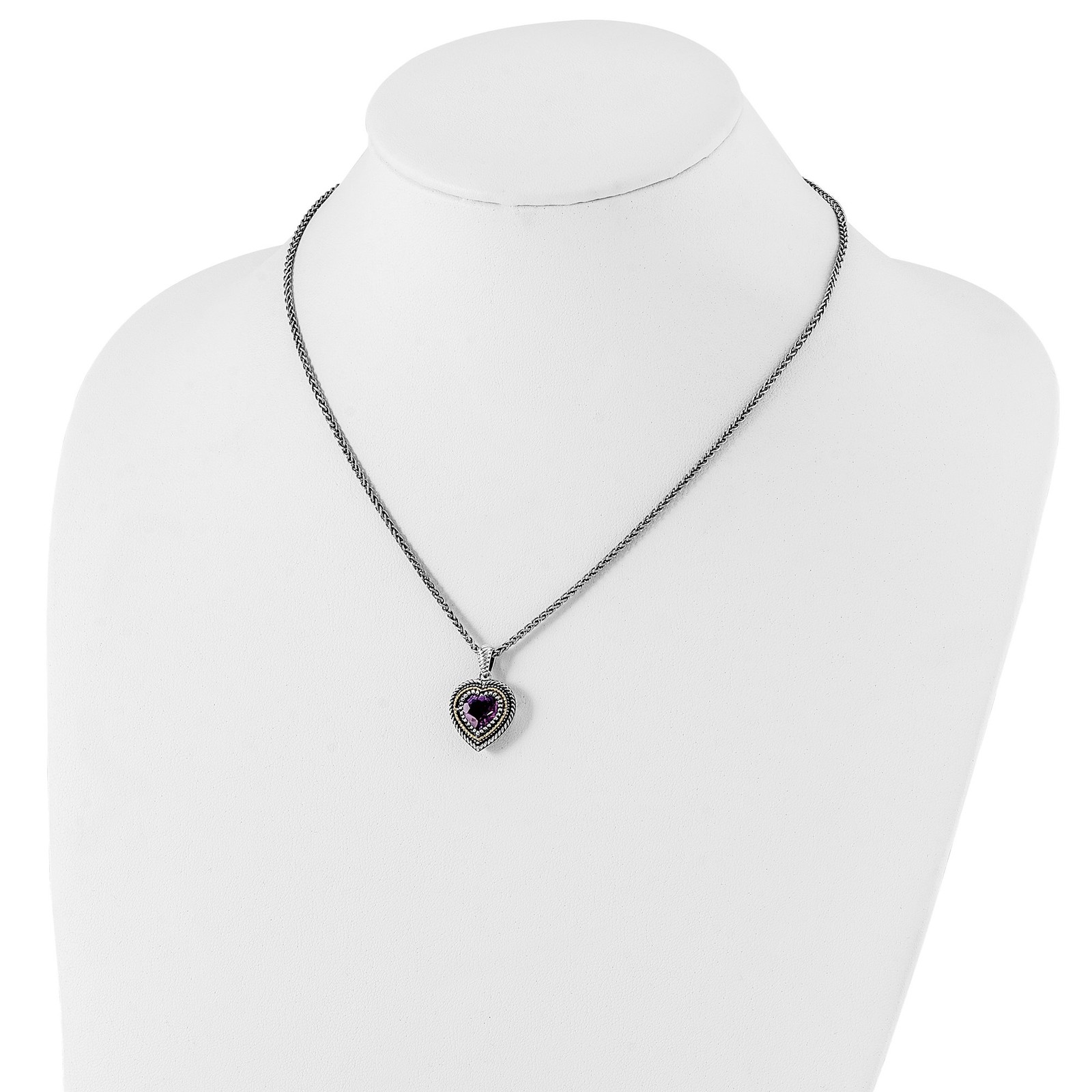 14K/Silver Two-Tone Sterling Silver w/ 14K Accent 18 in Antiqued Chain Necklace