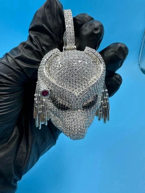 4.50Ct Round Cut Real Moissanite Predator Men’s Pendant 14K White Gold Plated