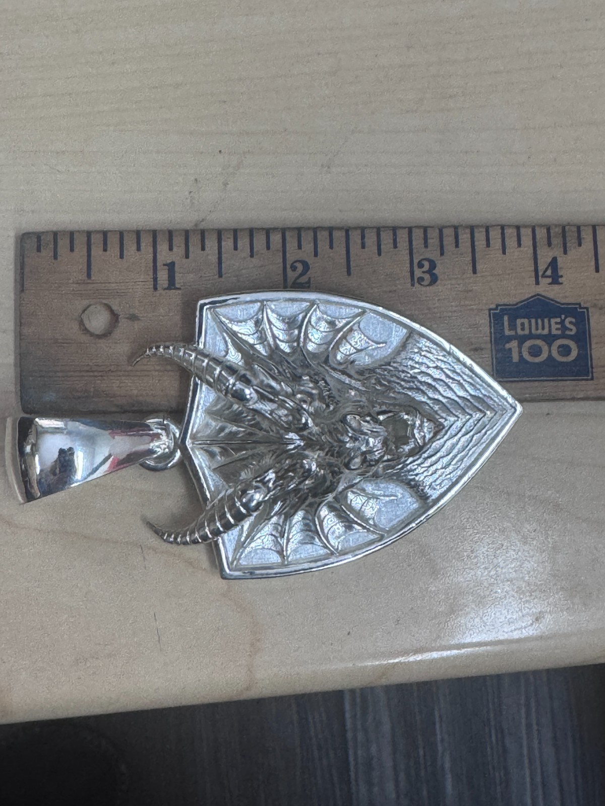 Dragon Shield Gallery Pendant 94.5g Solid Sterling Silver 925