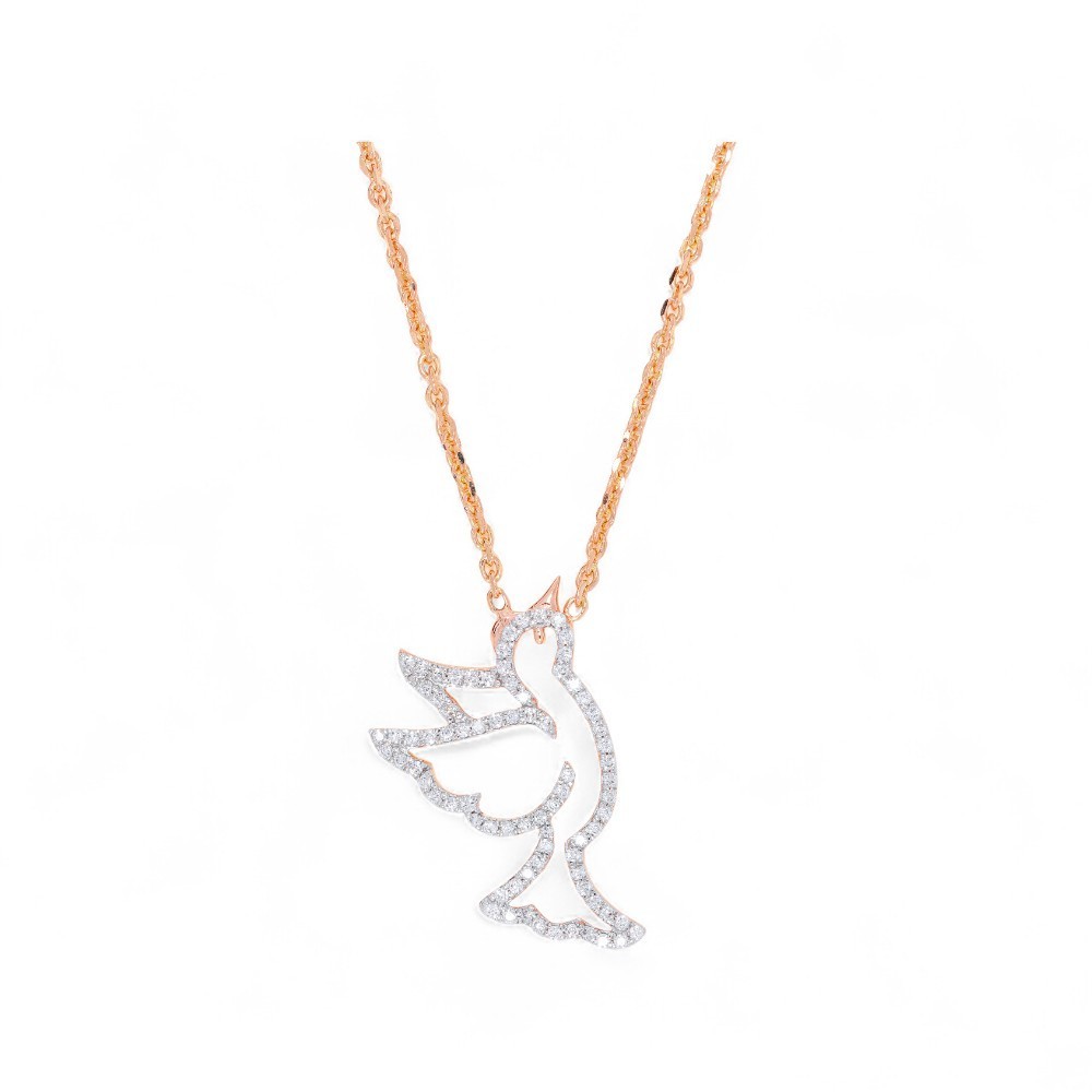 0.30Ct Round Cut Moissanite Pendant Whit Chain 18″ 10K Solid Gold for Women