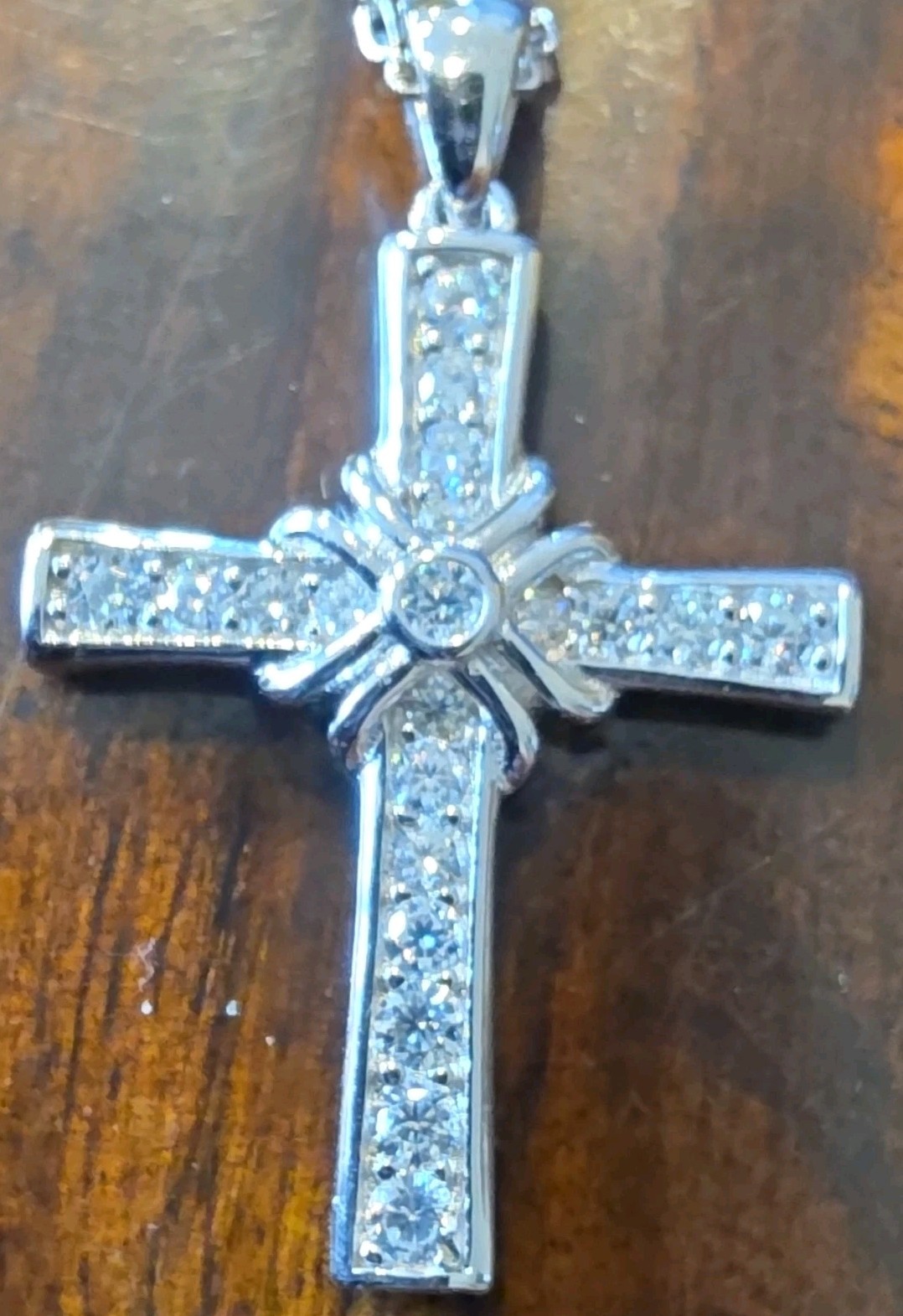 925 Sterling Silver Moissanite Cross Pendant Necklace Cable Chain 16 to 18inch
