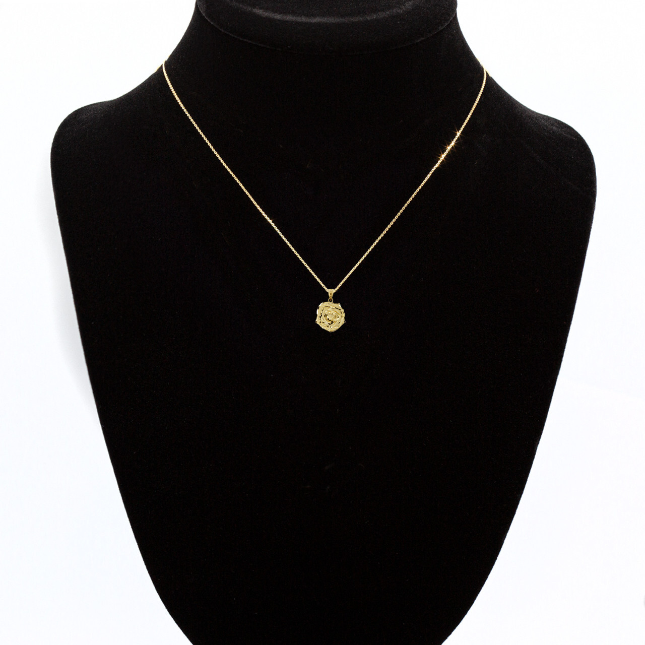 Gold Rose Flower 3D Charm Necklace (Available in Yellow/Rose/White Gold)