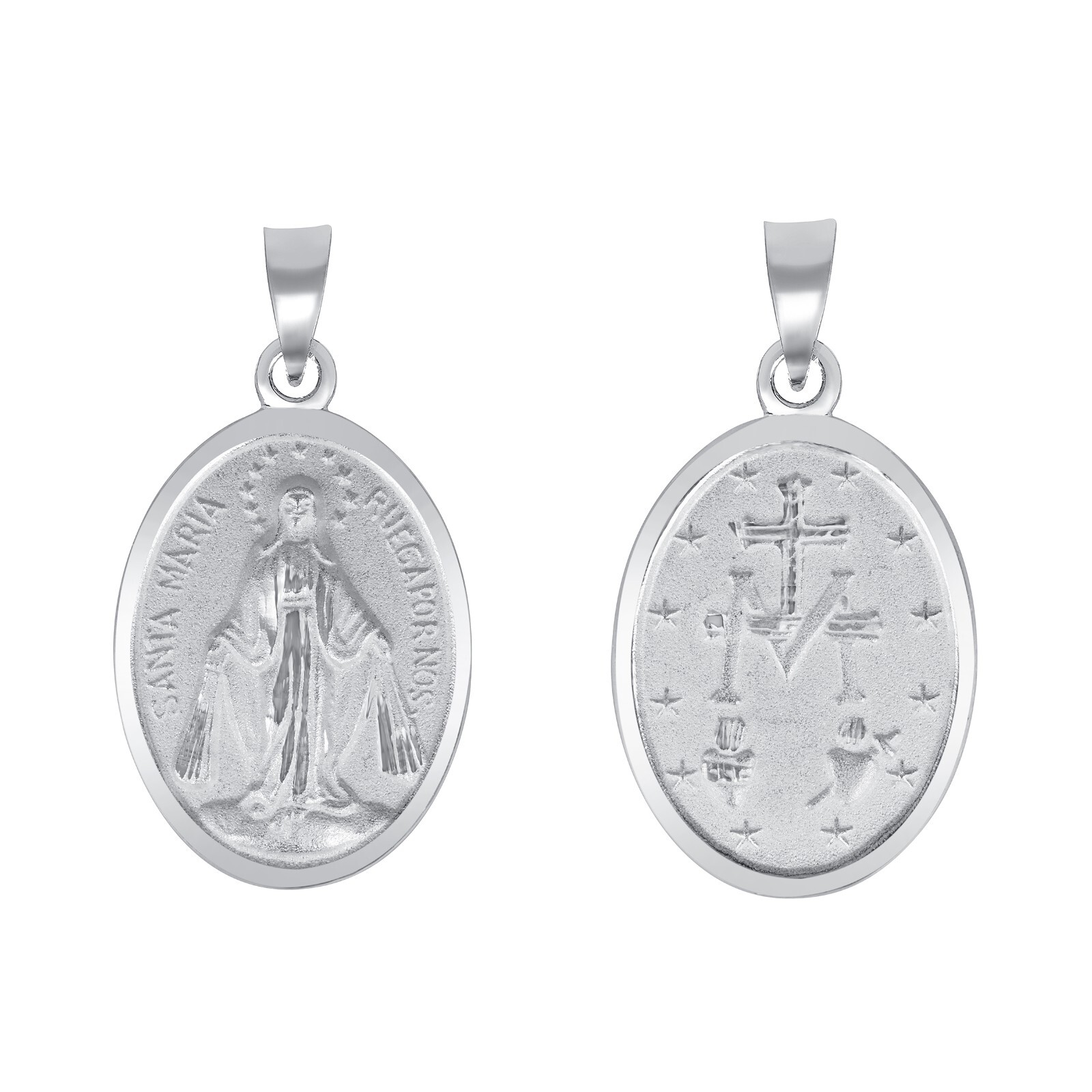 925 Sterling Silver Miraculous Medal of Virgin Mary Pendant Necklace (0.95″)