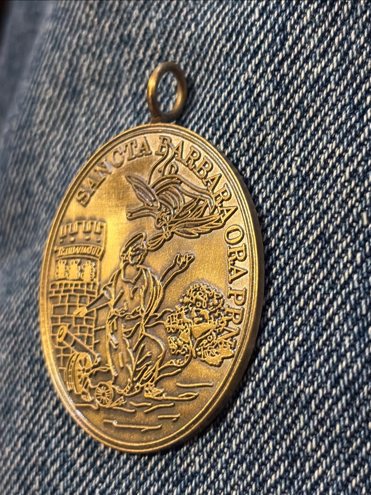 Saint Barbara Medal Pendant Necklace Cannoneer Cannon Rev. War