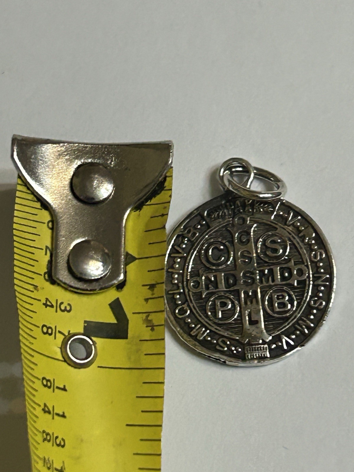 St. Benedict 925 Sterling Silver Christian Pendant Cross Crucifix Vintage