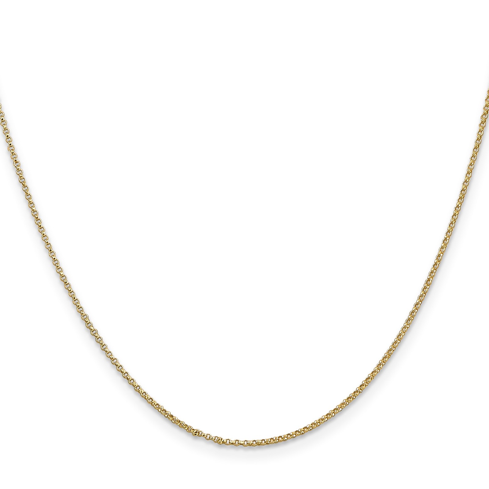 14K Yellow Gold 1.15-1.55mm Rolo Chain Necklace 16-24 Inch Mens Womens
