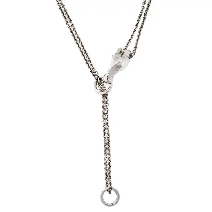 $3,700 HERMES Galop Sterling Silver LONG Necklace LARGE Model 70 cm