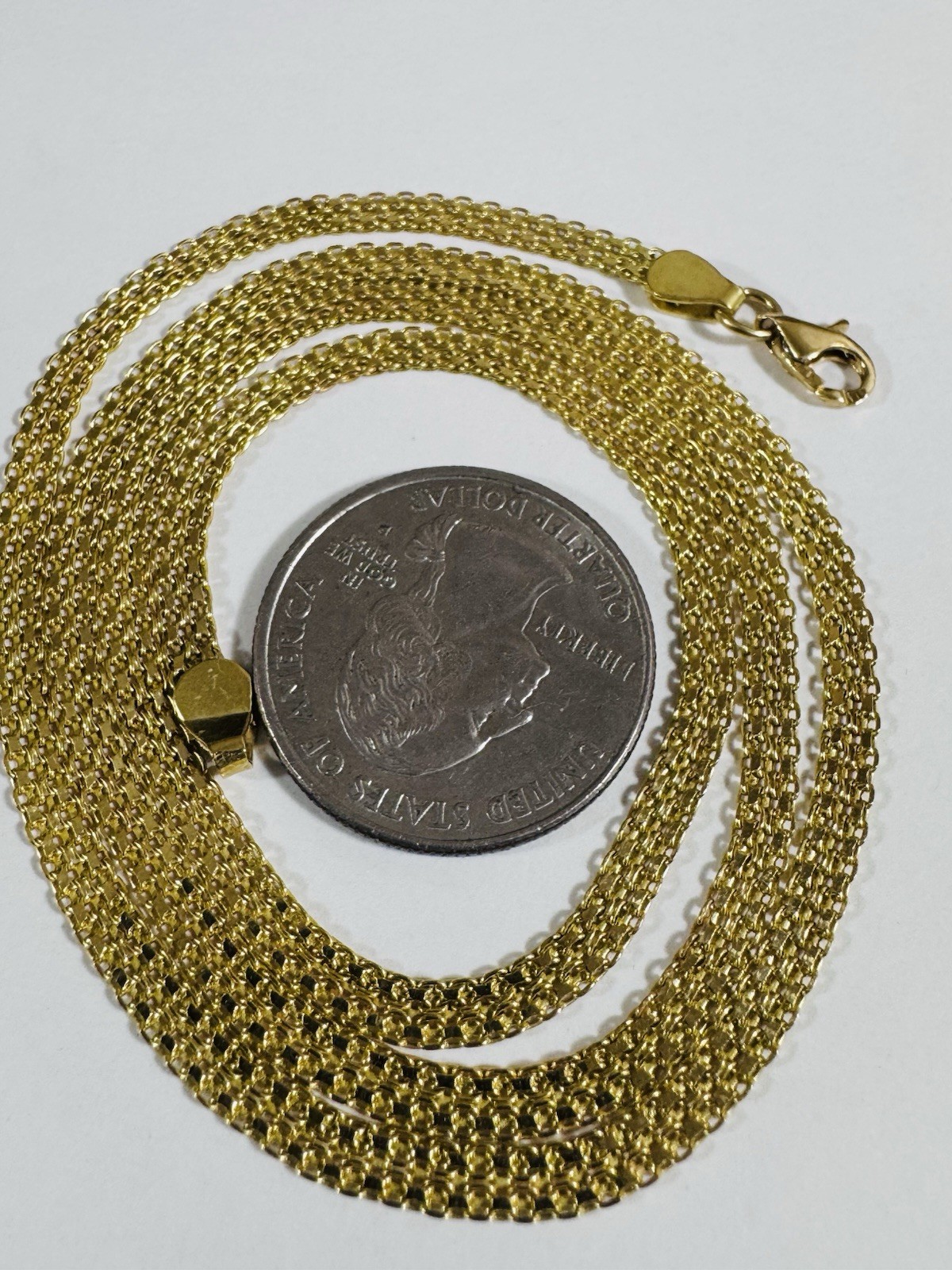 18C 18K 750 Genuine Gold Mesh Chain Necklace 21.8/22” Long 9.7g 3.8mm MENS-WOMEN