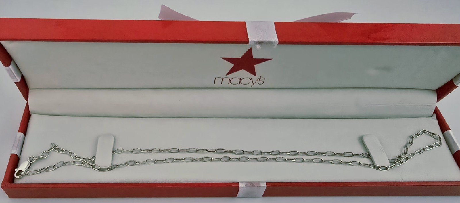925 Sterling Italy PAPER CLIP LINKS CHAIN NECKLACE ☆ 18″LENGTH