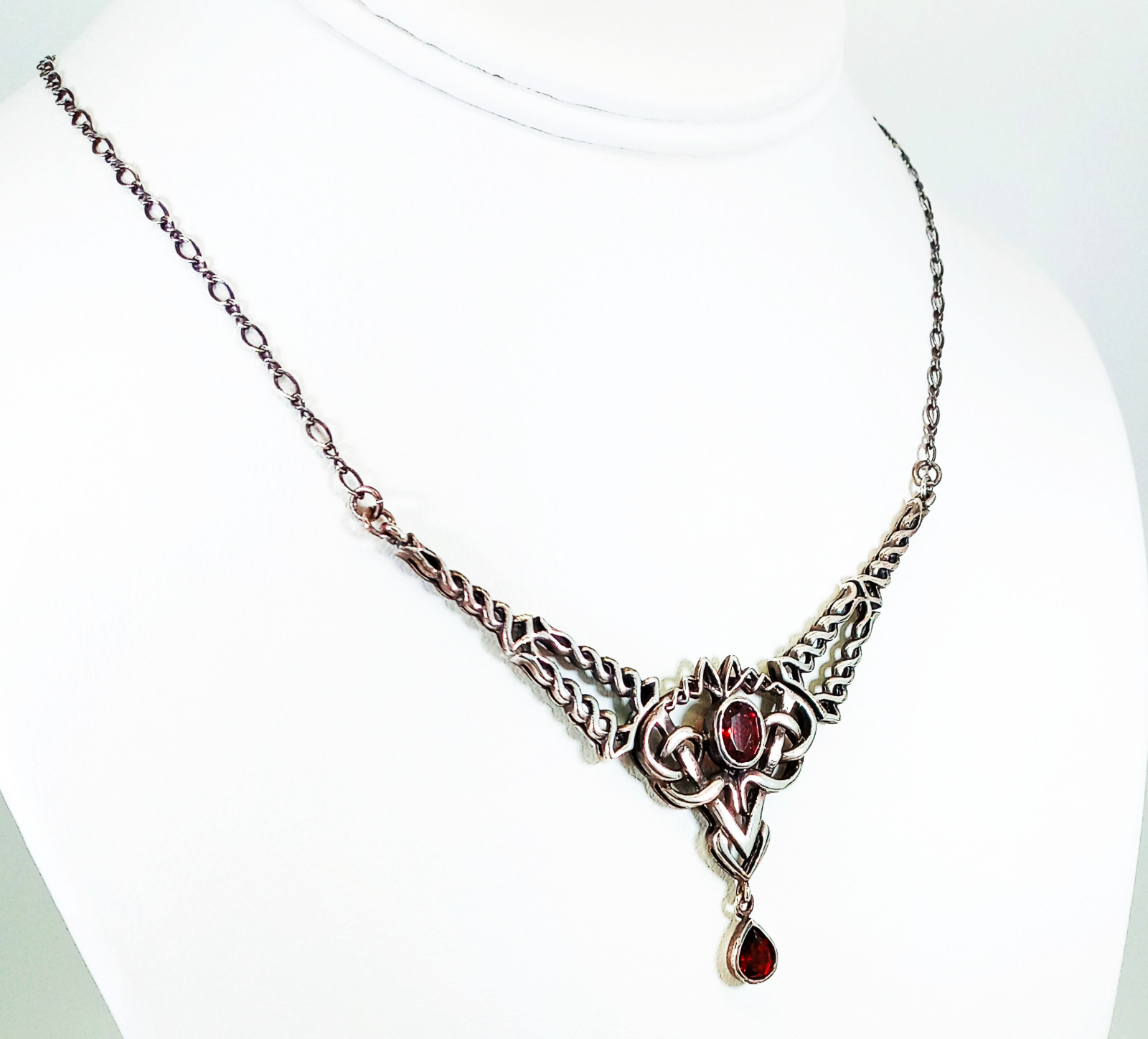 Vintage 2003 Peter Stone Celtic Garnet Necklace PSCL