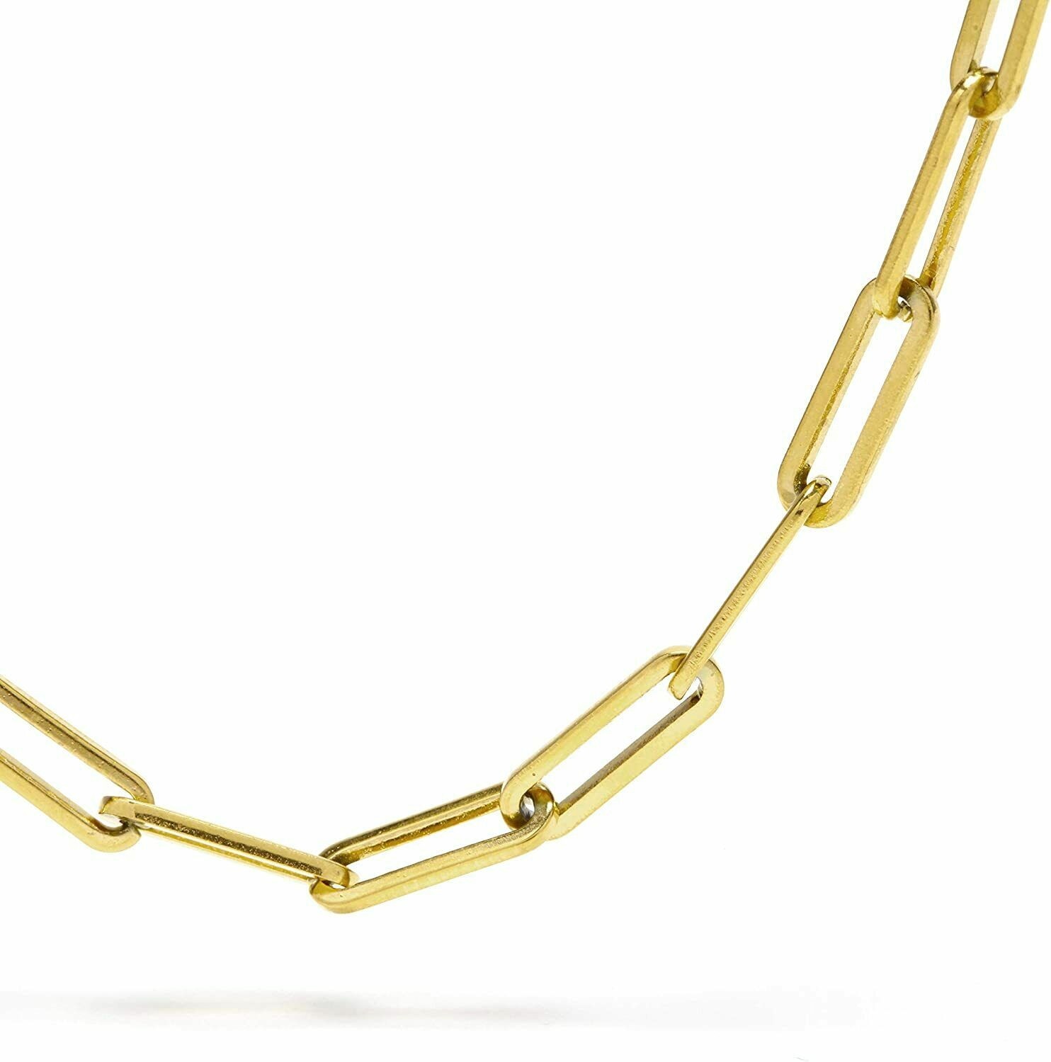 14k Yellow Gold Paperclip 3mm-7mm Chain Elongated Cable Bracelet Necklace 7″-24″