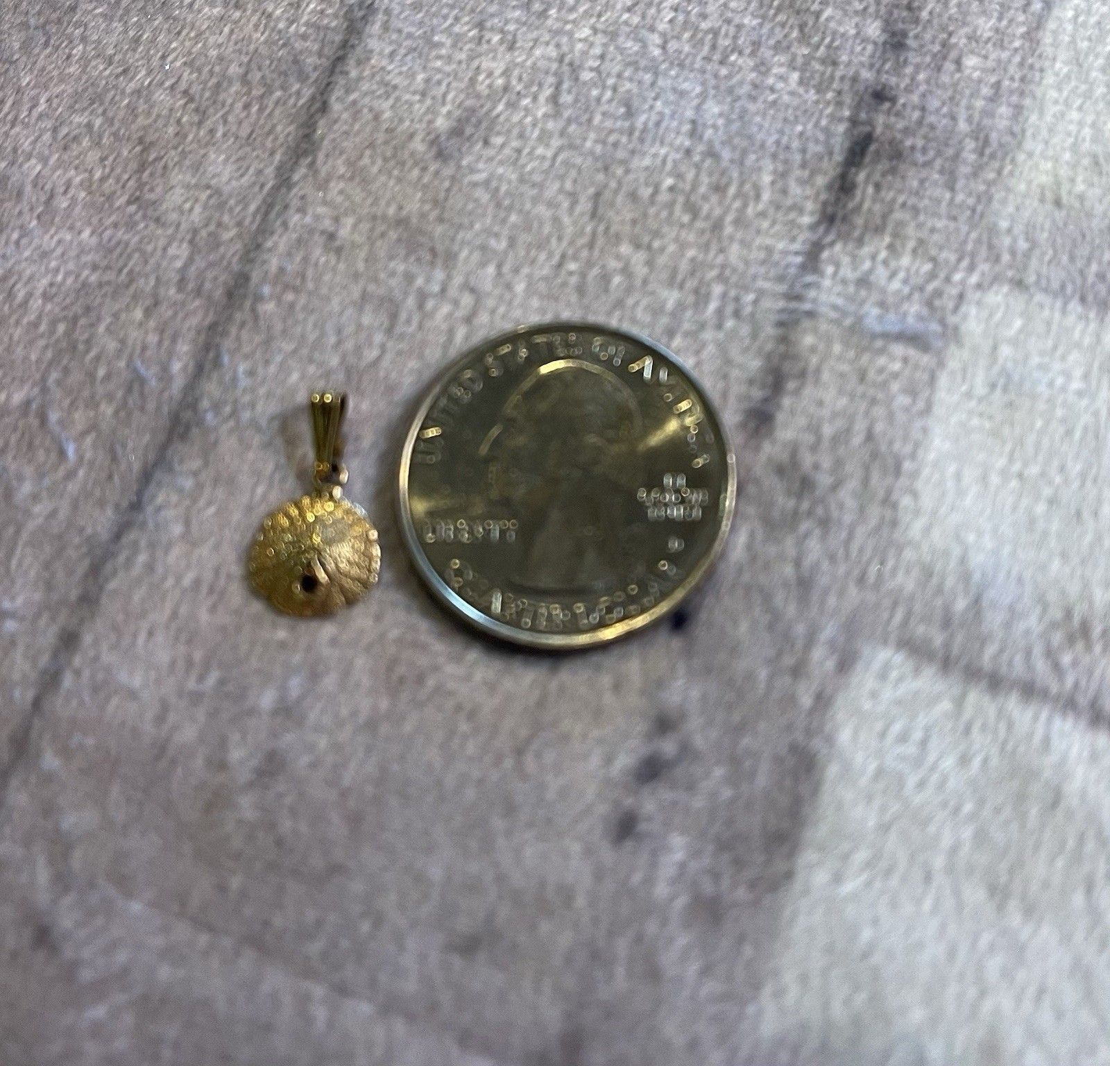 14K Gold Sand Dollar Pendant Dainty Textured Beach Charm 0.5” Chain NOT included