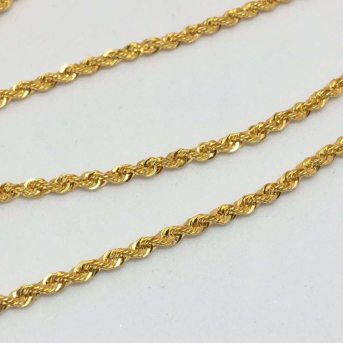 18K Solid Gold Hollow Rope Chain Necklace Men Women – Genuine 18k Gold
