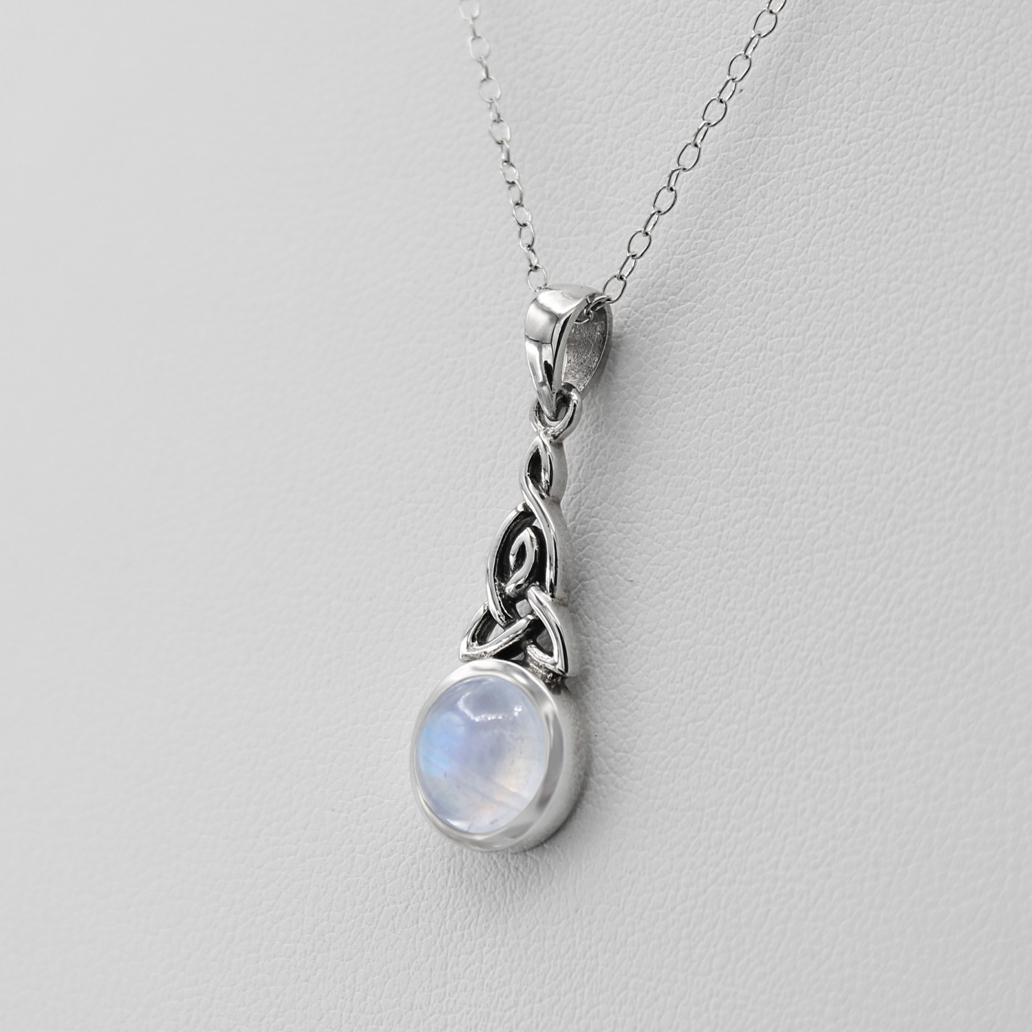 Celtic Moonstone Necklace – .925 Sterling Silver Motherhood Knot Pendant Jewelry
