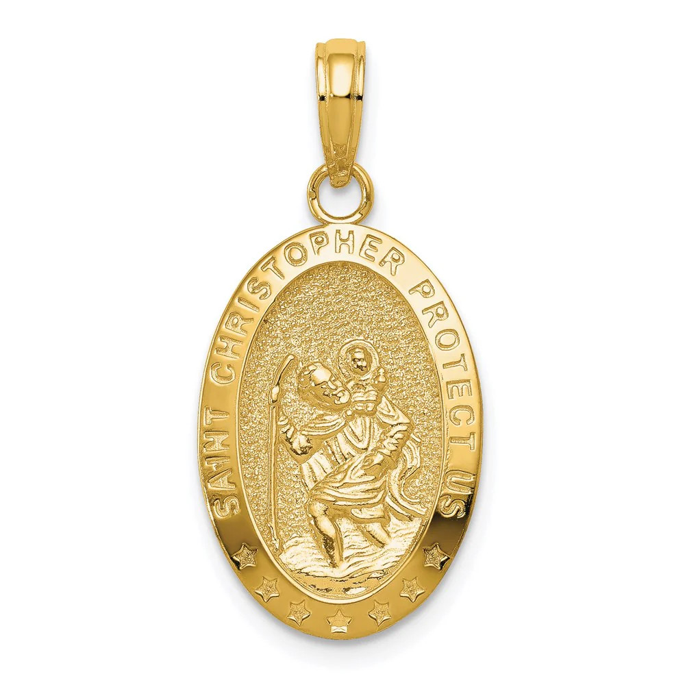 10K / 14K Yellow Gold Saint Christopher Medal Pendant