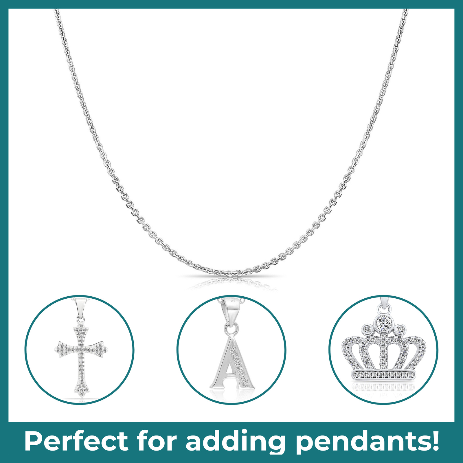 Solid 925 Sterling Silver Diamond-Cut Cable Chain Italian Necklace 16″ 18″ 20″