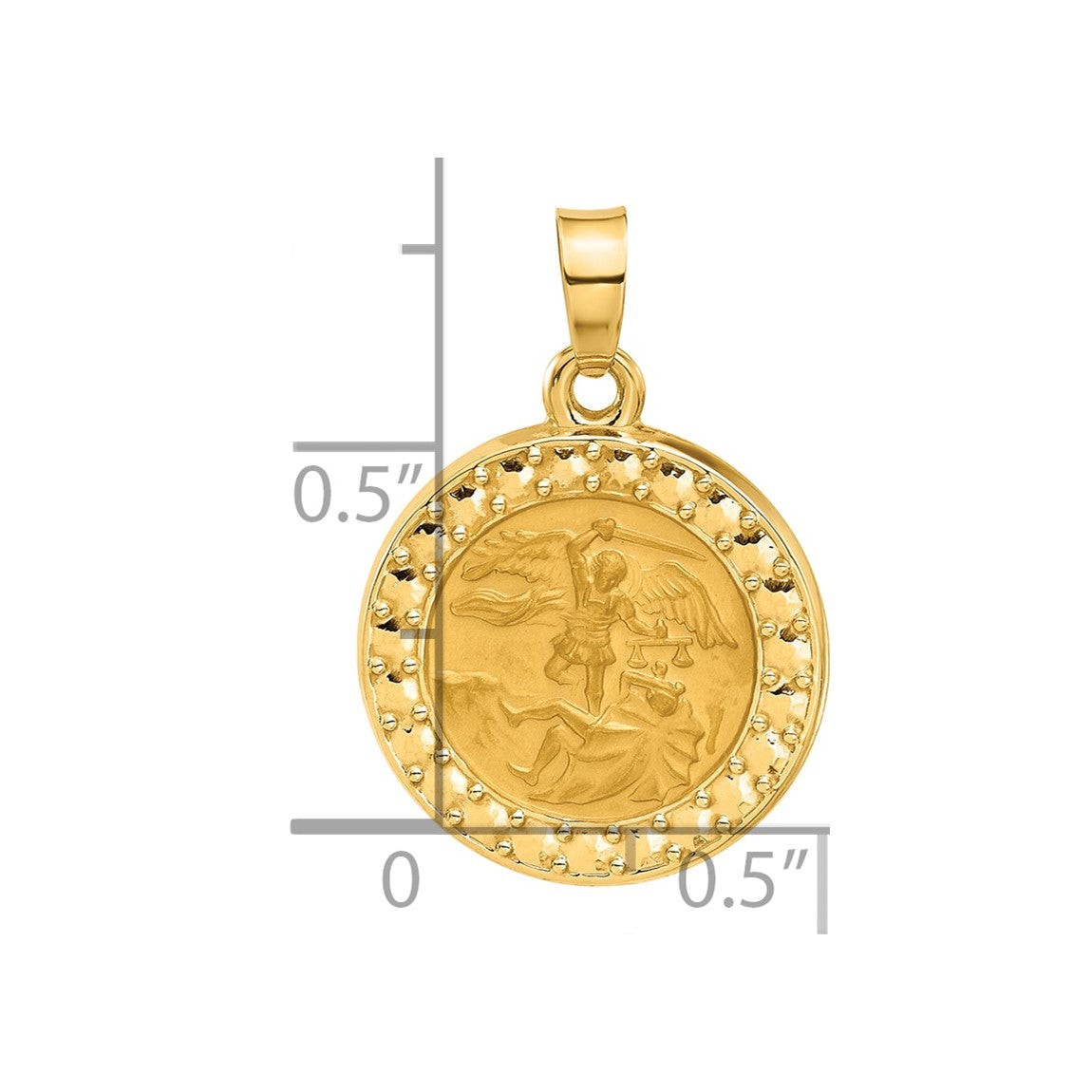 14K Yellow Gold Hollow St. Michael Medal Pendant