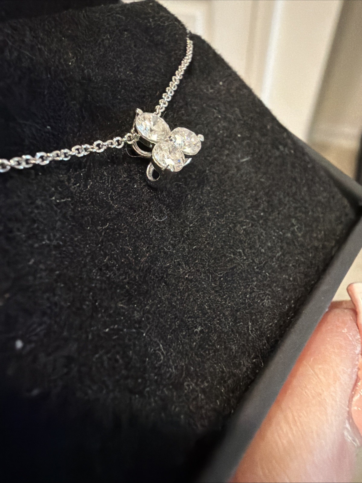 Kay Three Stone 10k WG 1/2 Carat Round Diamond Pendant NIB With Original Tag