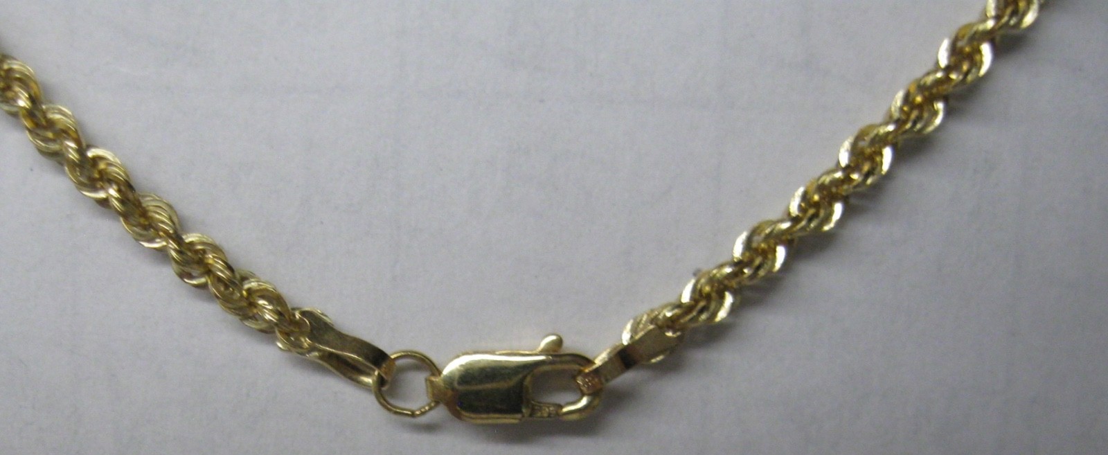 14K SOLID GOLD 16″ HOLLOW 2.3mm ROPE NECKLACE CHAIN 2.7 GRAMS