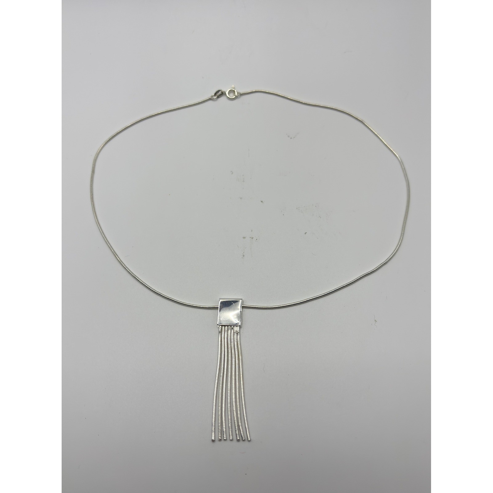 Apt. 9 Sterling Silver 925 Italy Snake Chain Tassel Fringe Necklace 16 Inch