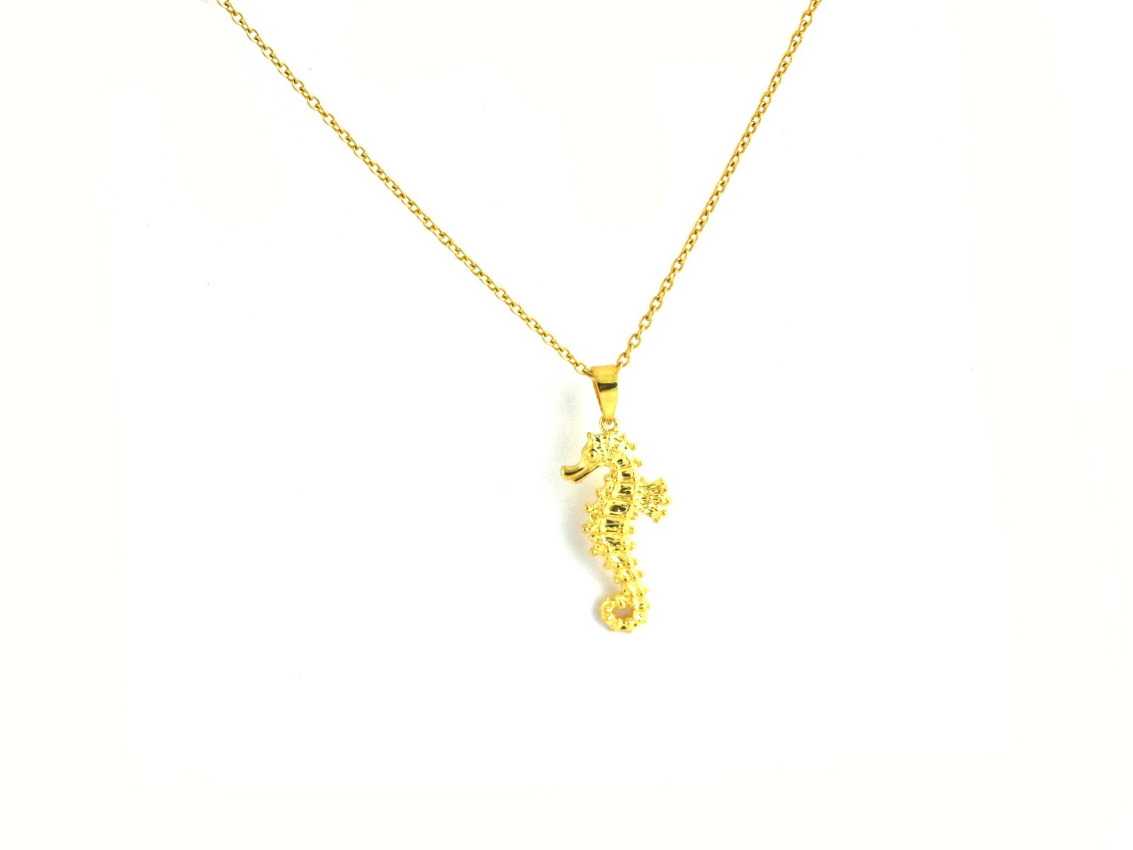 925 Sterling Silver Gold Sea Horse Unisex Pendant Birthday Gift For Her/Him
