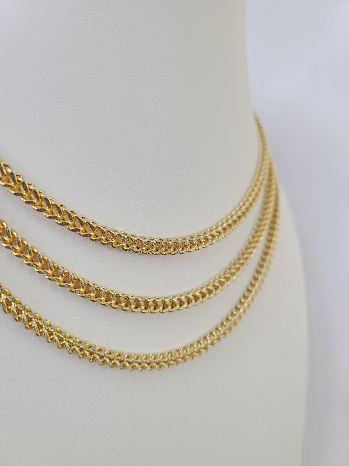14K Franco Chain Necklace 18″ 20″ 22″ 4mm Yellow Gold Diamond Cut Real
