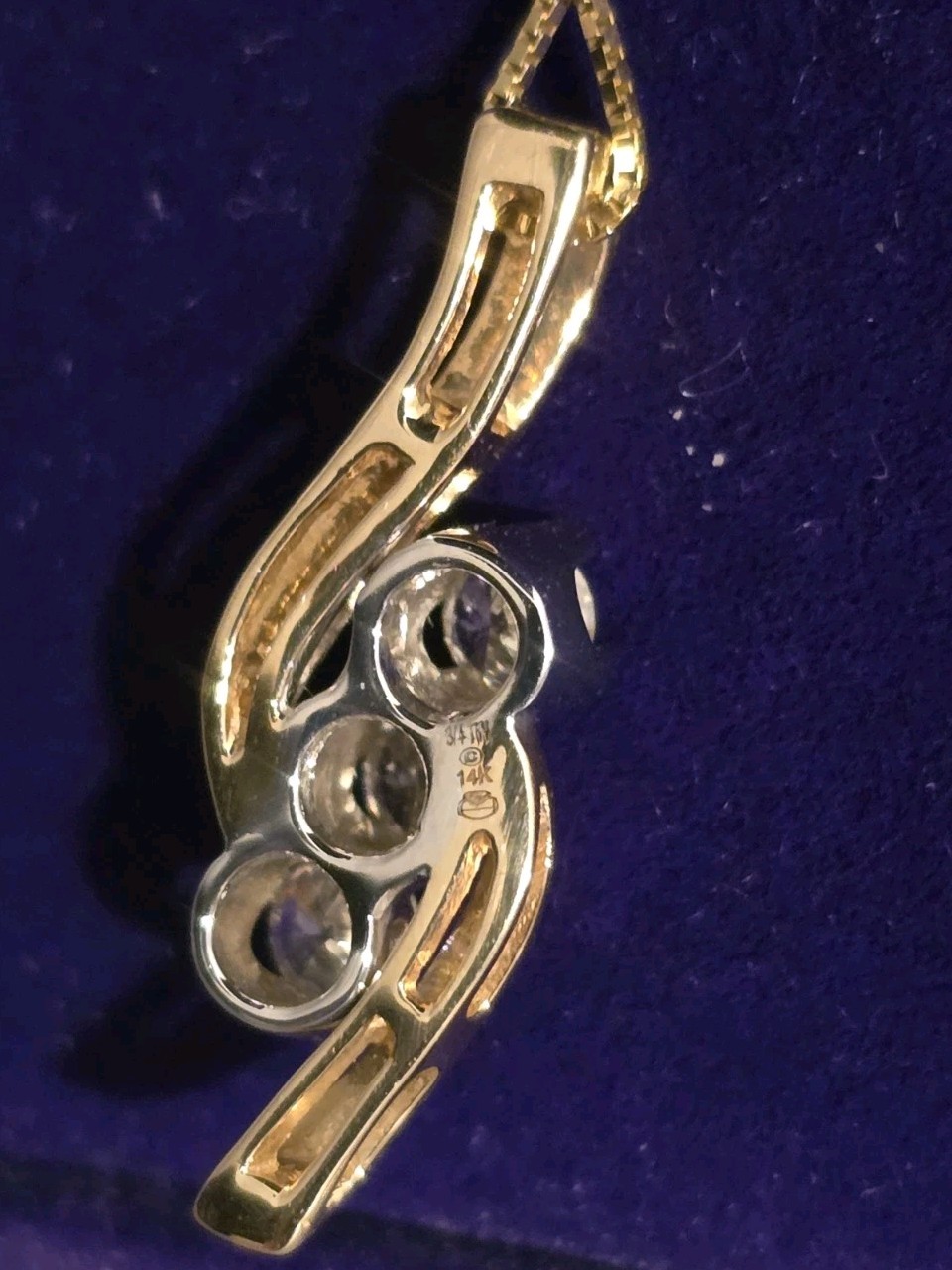 Solid 14K Two-Tone Gold 3/4 TDW Natural Diamond Journey Pendant With 10K Chain