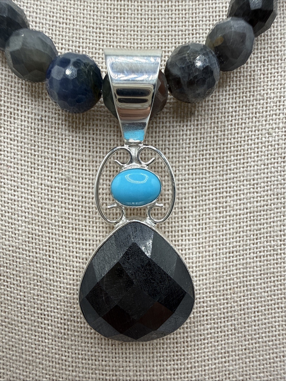 Jay King Mwezi Moon Blue Sapphire & Sleeping Beauty Turquoise 925 Necklace