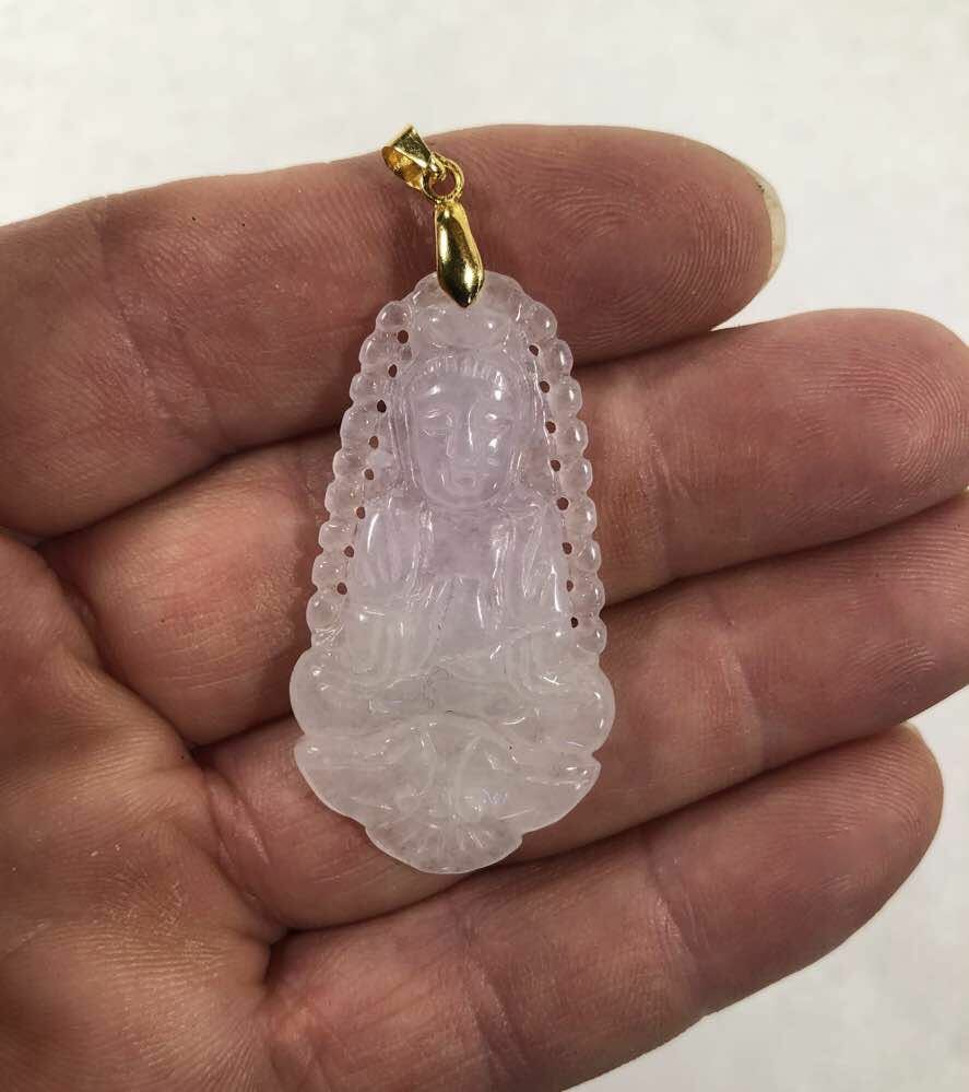 Beautiful Jadeite Jade Quan Yin Pendant – Very Light Violet Jade
