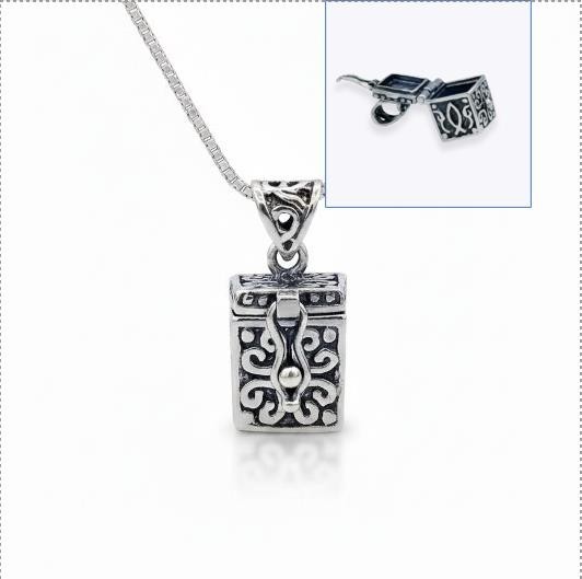 SOLID Sterling Silver Treasure Box Locket Necklace | Vintage Keepsake