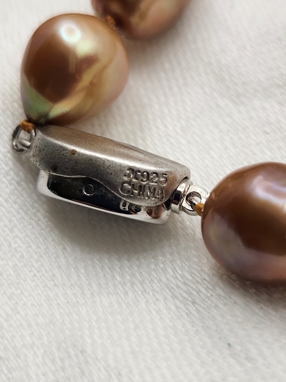 Honora Bronze Baroque Pearl Beaded Stprand Necklace Silver Barrel Clasp 18 in