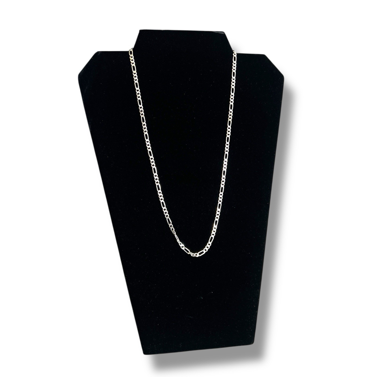 vintage 925 Sterling Silver Italy Figaro Chain Necklace 22” 11.3g ~ ES Mark