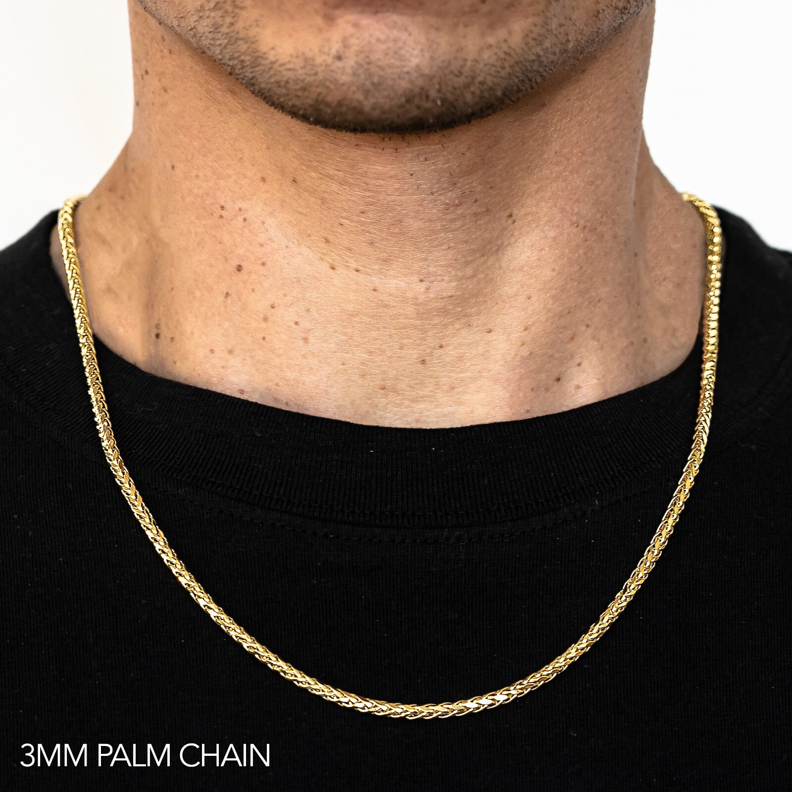 10k Yellow Gold 2.5mm-5mm Wheat Palm Chain Bracelet Size 7″-30″ Hollow
