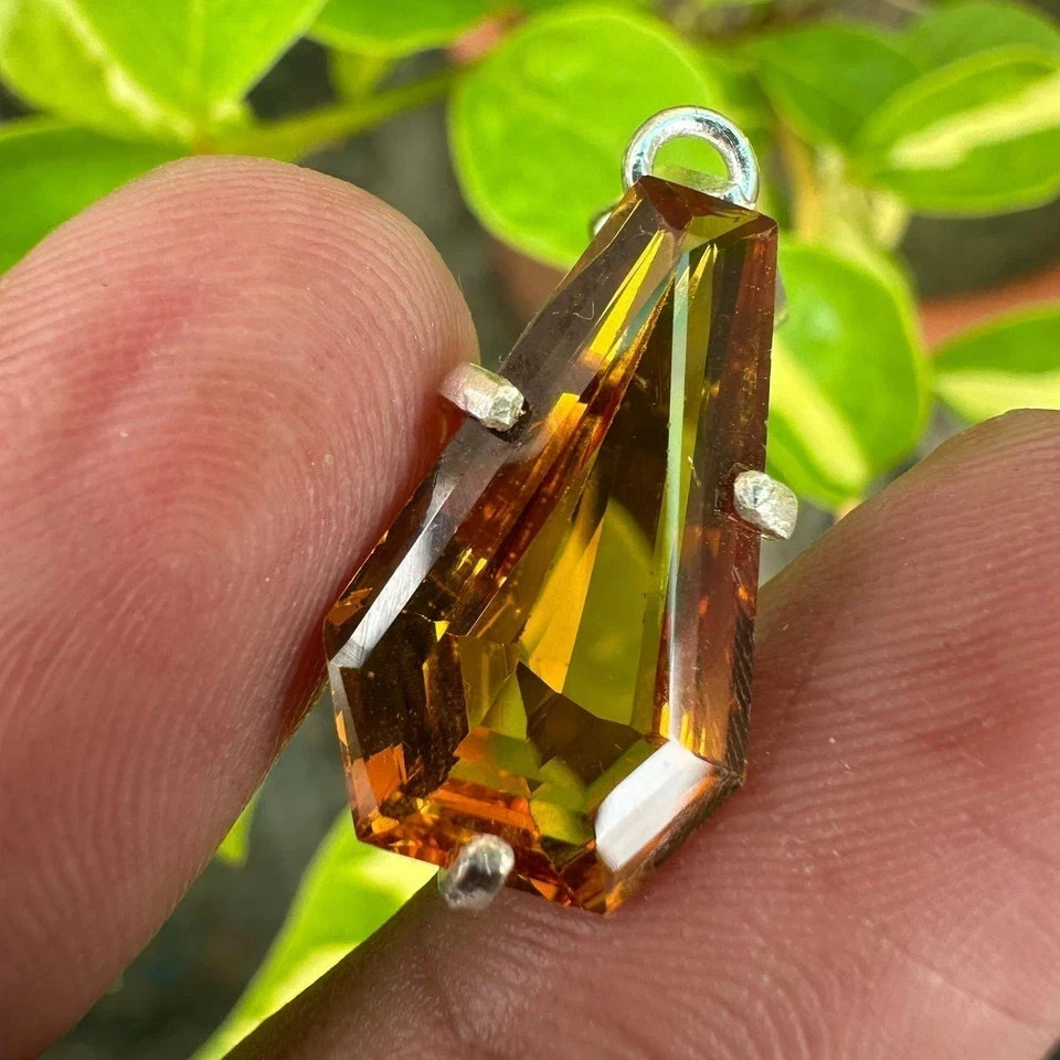 20 Ct Natural Orange Sapphire Certified Loose Gemstone 925 Solid Silver Pendant